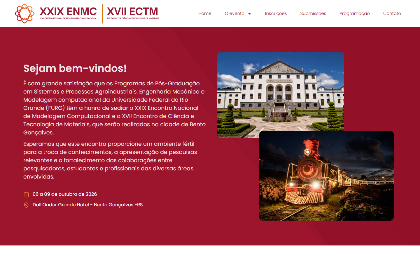 Página oficial do XXIX ENMC e XVII ECTM 2026