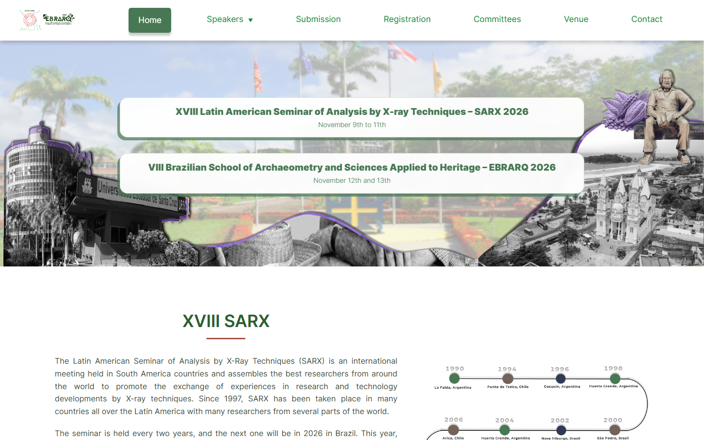 Página oficial do XVIII SARX e VIII EBRARQ 2026